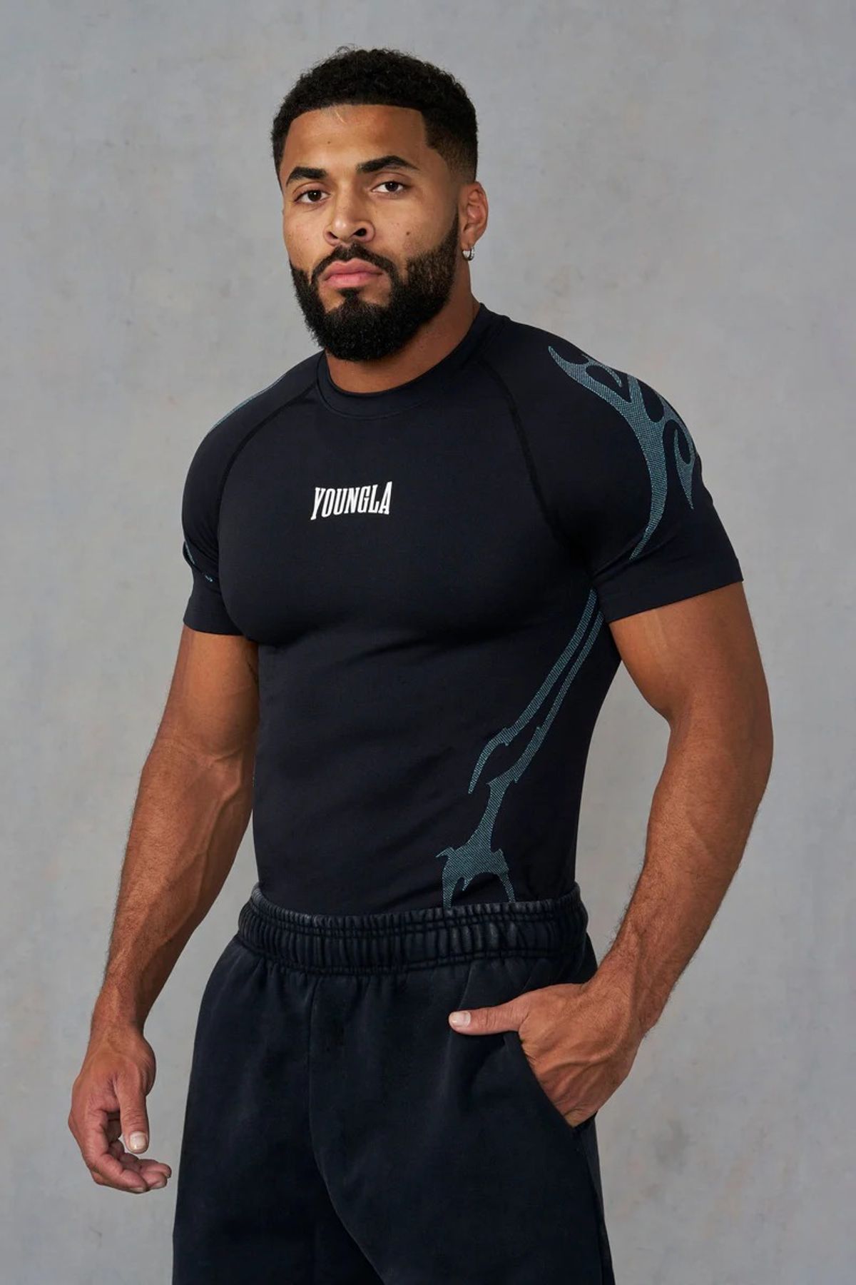 Gothic Compression Tee (Black/Blue)